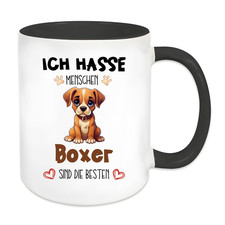 Lustige Hunde Sprüche Tasse Boxer, Ich hasse Menschen A7243