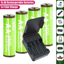 4PCS AA Rechargeable Lithium Li-ion Batteries 1.5V with 4 Slot USB Charger Box