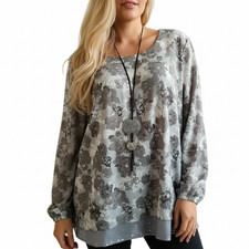 Sheego Bluse Tunika Oberteil Damen Gr. 42 bis 54 Lagen Look Pailletten (1786)