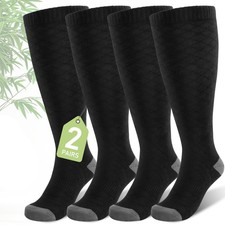 Plus Size Compression Socks for Women Wide Calf 2 Pairs 15-20mmHg Bamboo Vi