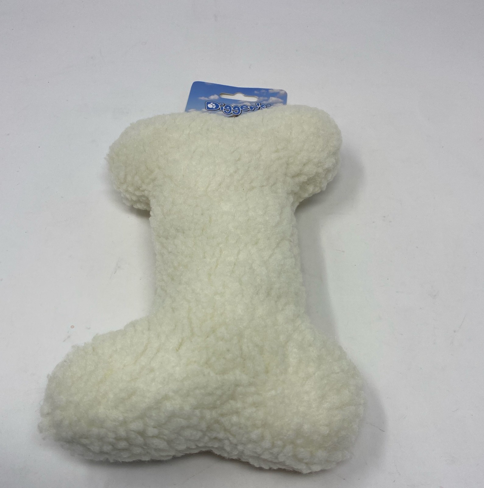 Digger's (Boss Pet) Fleece Bone Dog Toy - White Plush, 9-Inch with Squeaker
