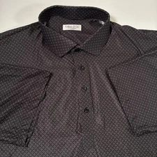 NEW Collars and Co. Dress Polo Shirt 2XL Featherweight Geometric All Over AOP