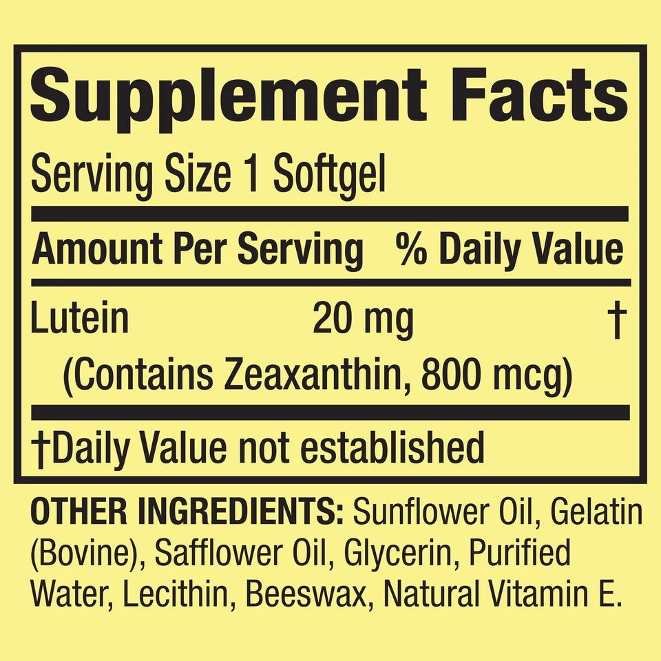 Spring Valley Lutein with Zeaxanthin Softgels, Eye Health, 20 mg, 90 Count - Image 2 of 4