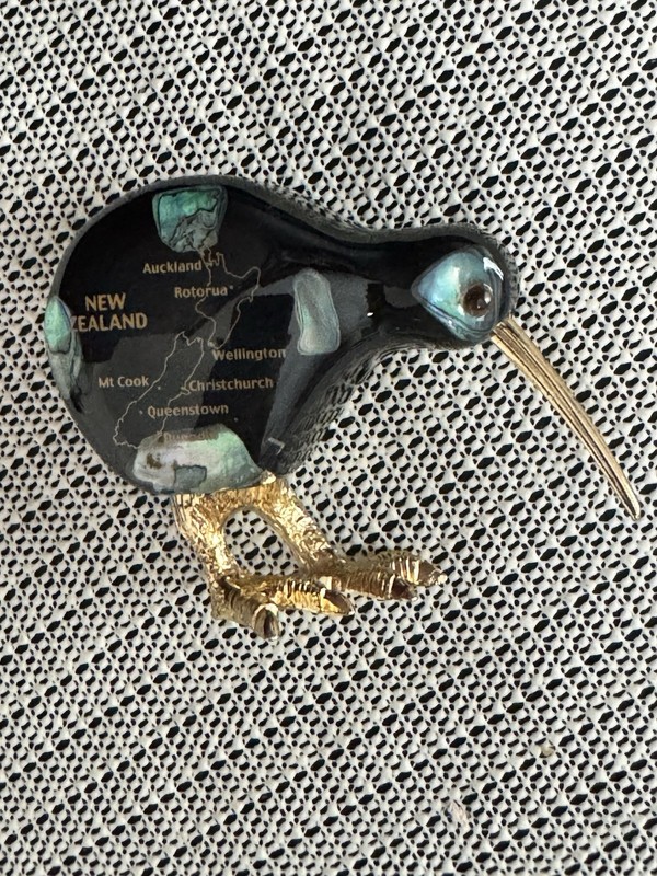Ariki New Zealand Kiwi Bird Figurine Map A26 Genuine Paua Shell Mosaic Ornament