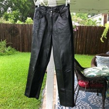 SANZZINI Vintage Black Real Leather Pants 6