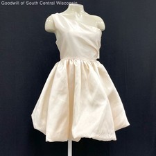 NWT Wmns Aureta FREE PEOPLE Cream One Shoulder Dramatic Puff Party Mini Dress S