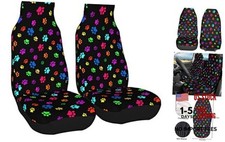 Dujiea Colorful Dog Cat Paw Print Car Front Seat Covers 2 Pcs Universal Auto