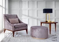 Garnitur Wohnzimmer Sessel Couchtisch Hocker Modern Sitzer Stoff Holz 3Tlg Set