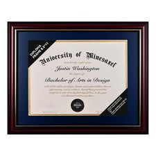 GAMYPET Solid Wood Diploma Frame 8.5 x 11 Certificate Frames with Navy Blue