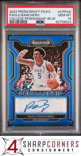 2022 PRIZM DRAFT PICKS PENMANSHIP AUTO BLUE PAOLO BANCHERO RC #/149 POP 6 PSA 10