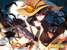Anime halloween calabaza bruja sombrero murciélagos botas trenzas alfombra de juego juego escritorio