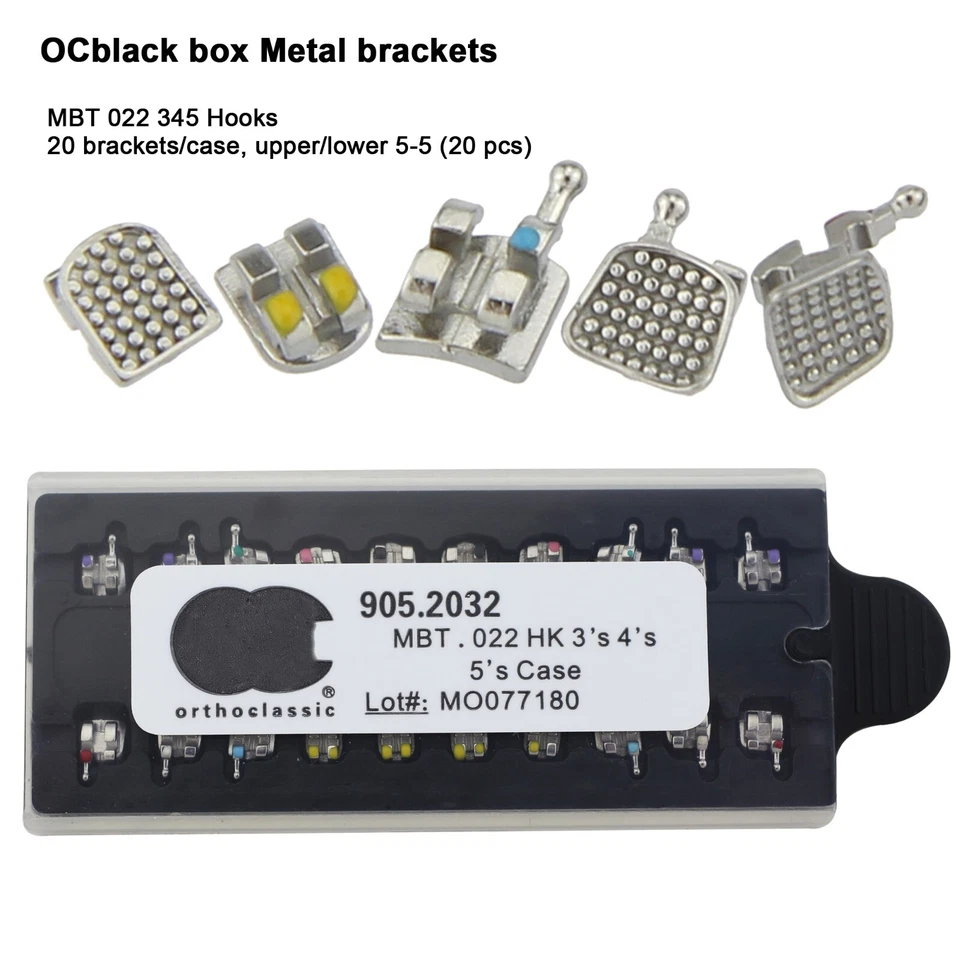 US Dental Orthodontic Metal Brackets MIM Mini Braces Roth MBT 022 018 345 Hooks - Image 3 of 4