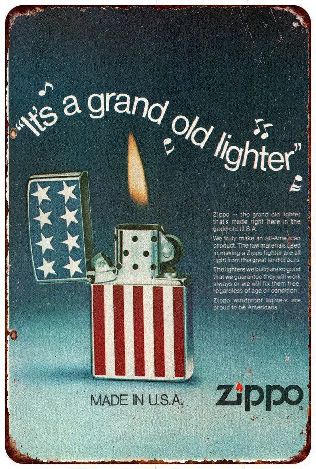 1978 Zippo Lighter Vintage Print Ad Vintage Reproduction metal