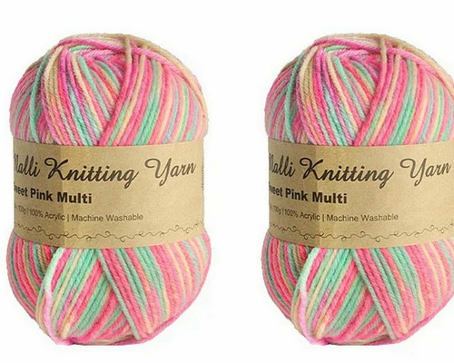Knitting Yarn 5x100g Acrylic Knitting Wool Yarn Craft Solid Multi Colours - Picture 48 of 71