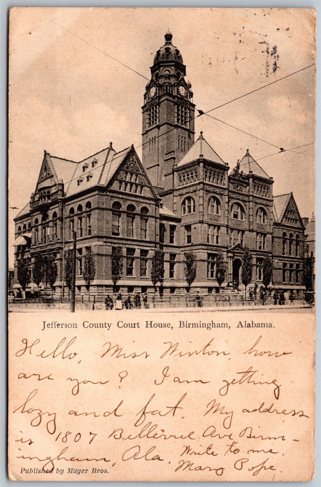 Vtg Birmingham Alabama AL Jefferson County Court House 1900s Old View  Postcard