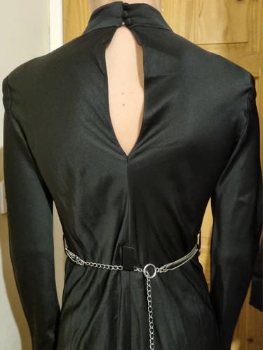 Other Stories Woven Long Sleeve Party Black Dress Slim Fit With Chain Satin New - Picture 5 of 17