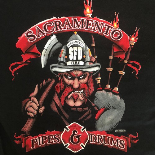 NEW Sacramento Fire SFD Pipes & Drums T-Shirt Size Kids L Firefighter - Picture 7 of 7