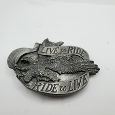 VINTAGE LIVE TO RIDE RIDE TO LIVE EAGLE IN FLIGHT BELT BUCKLE HARLEY DAVIDSON