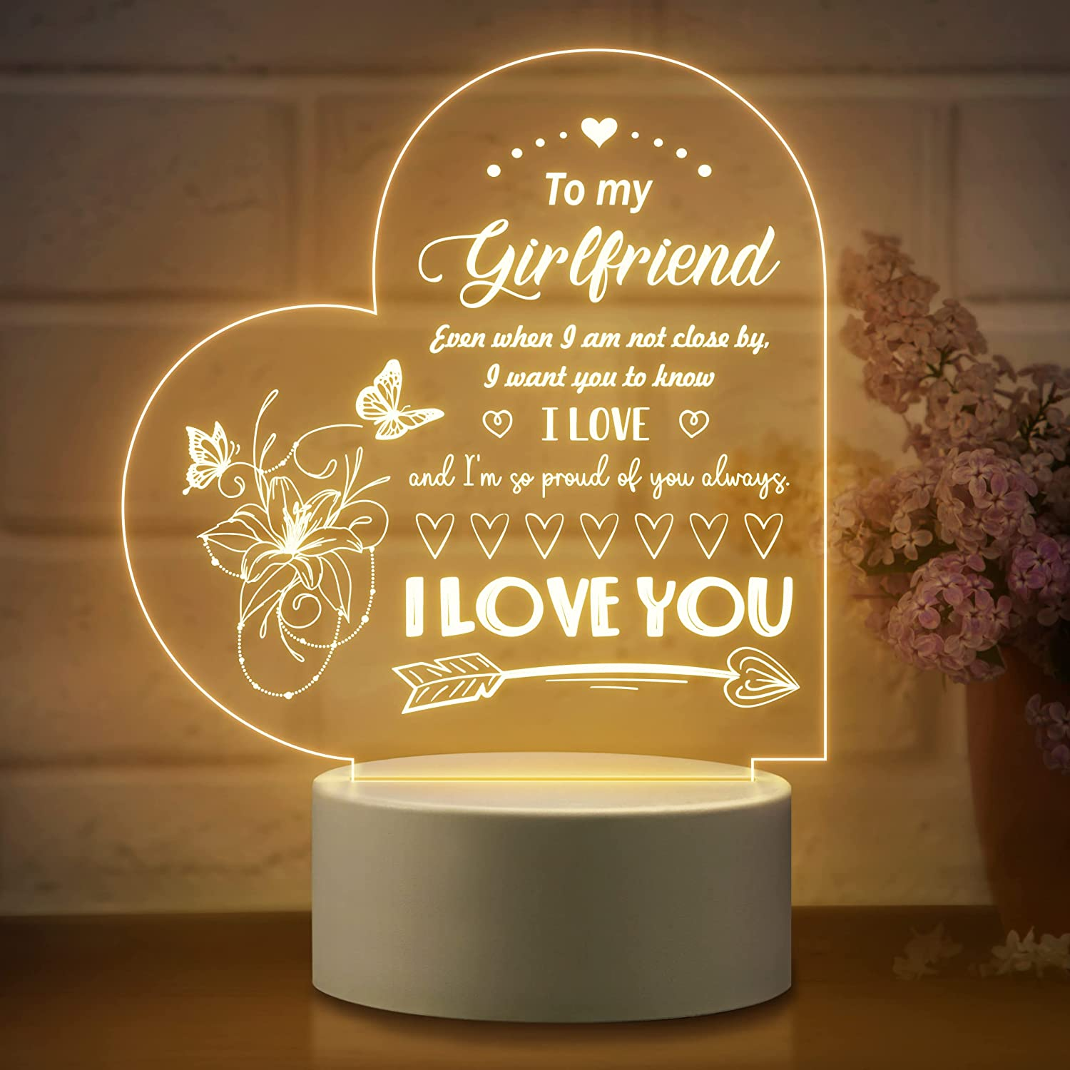 Heart Shape Night Light Love Quotes Unique Valentines Day Gift For  Girlfriend 705353332227 | Ebay