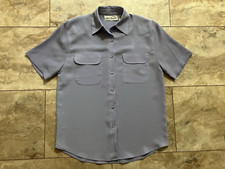 Lisa Josephs Women Size S Lilac Button Front Blouse Shirt w/Pockets