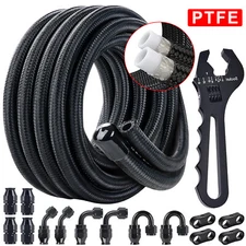 6AN 8AN 10AN Nylon Braided E85 PTFE Fuel Line Kit 20FT + Hose Fitting and Wrench