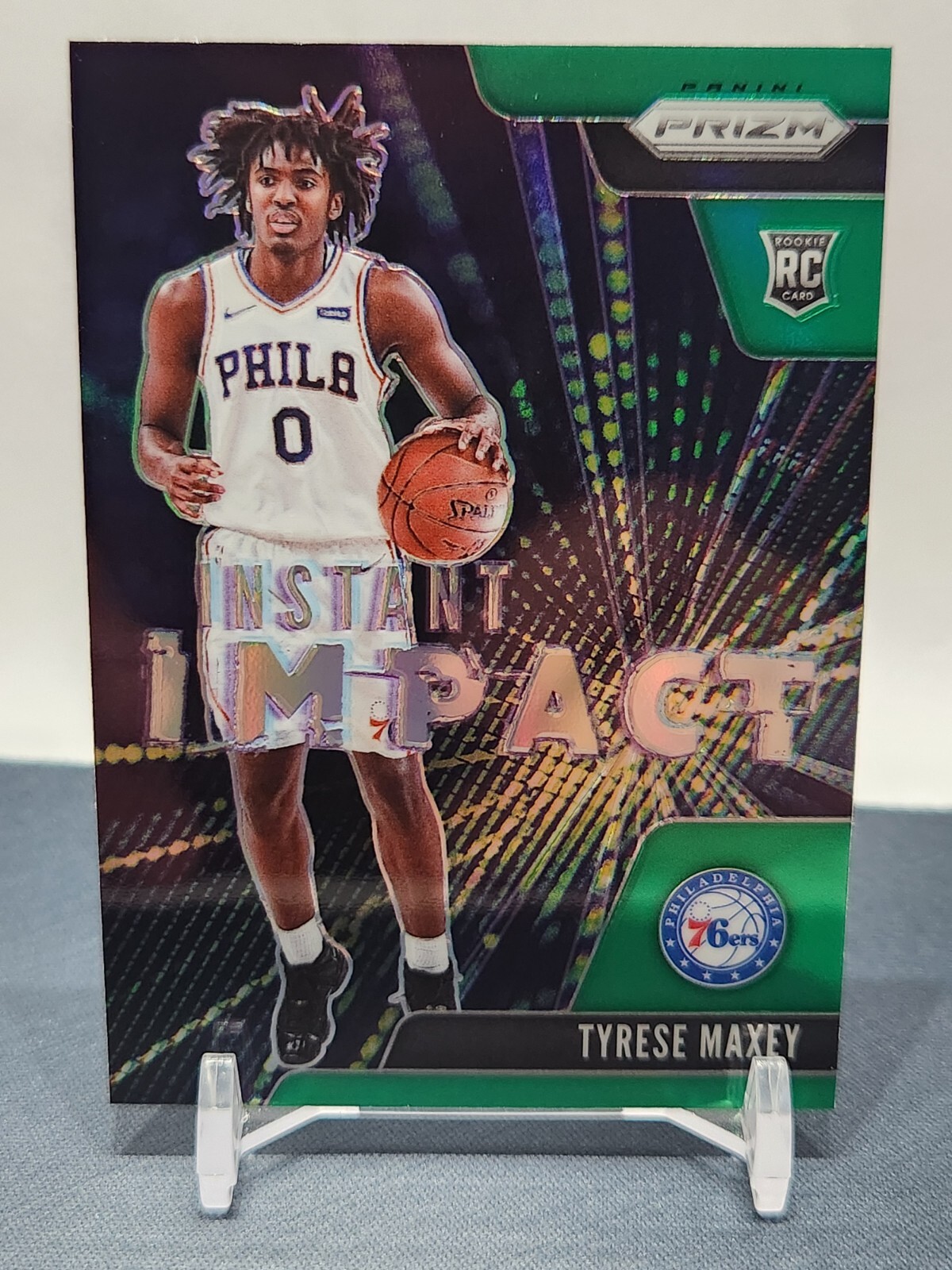 💥2020-21 Tyrese Maxey Instant Impact Green Prizm Rookie 76ers #16💥 Mint!