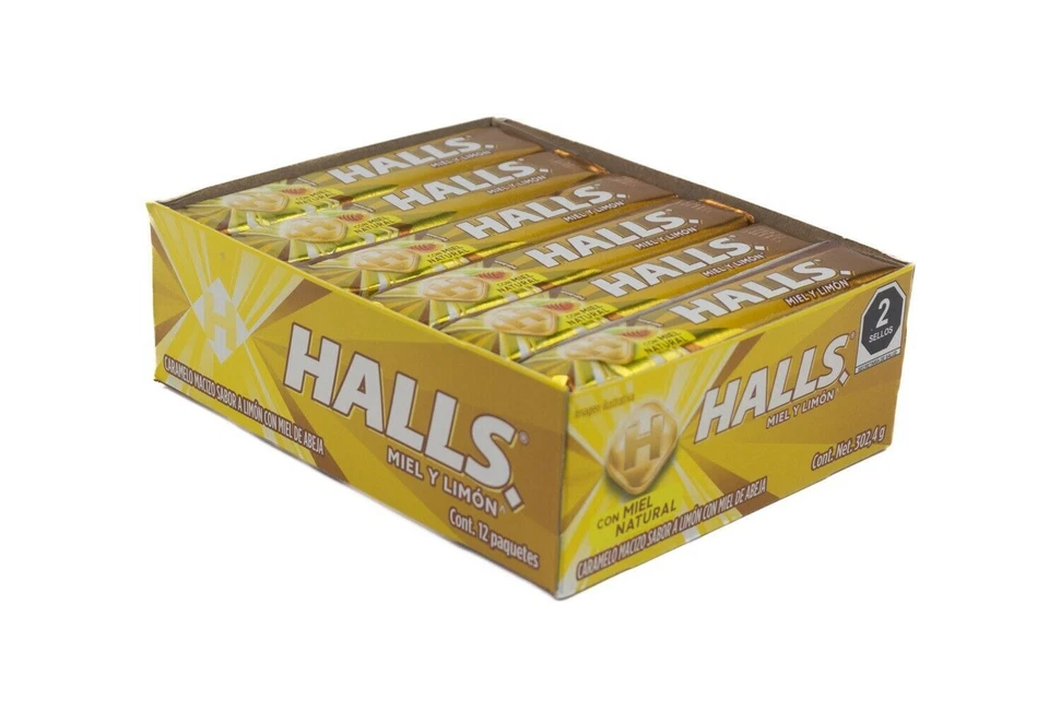 Halls Gotas para la Tos Miel-Limón Miel-Limón Mexicanas 9 Piezas 12 Paquetes 11oz - Cantidad Foto 2 de 2