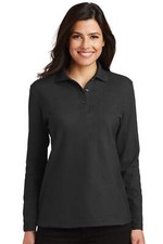 Port Authority Womens Silk Touch Long Sleeve Polo Embroidery
