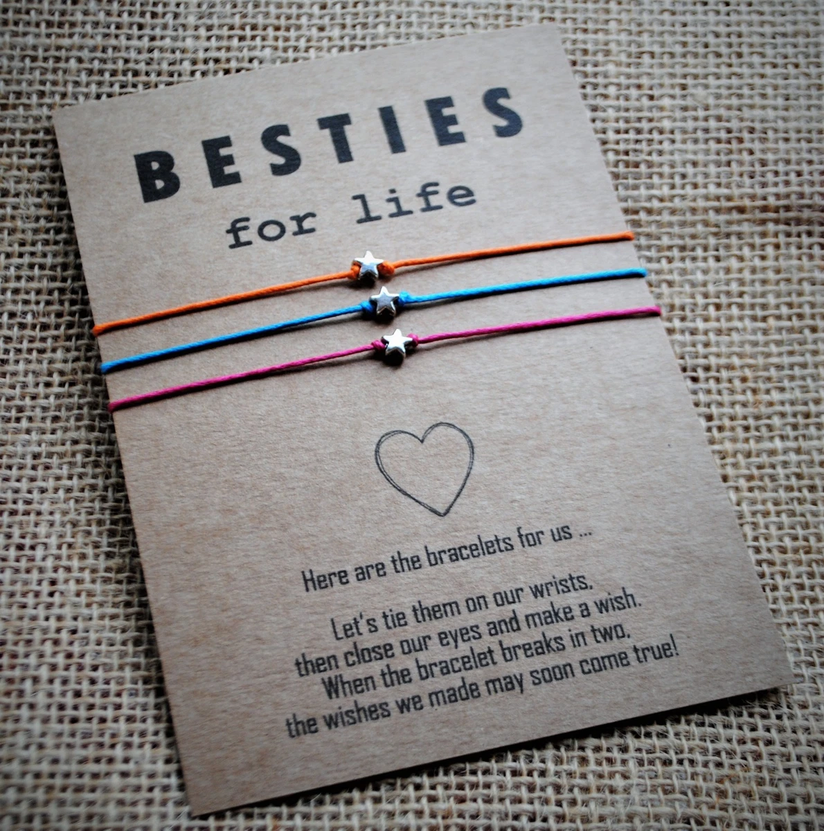 BESTIES Double Multiple Friendship Couple Anniversary Valentines Wish Bracelet