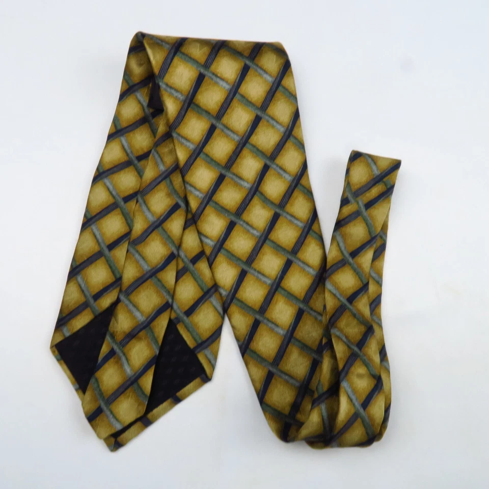 Corbata Bill Blass Oro Dorado Azul Cesta Tejido Hombre 57x4 Naturaleza Clásica Foto 4 de 4