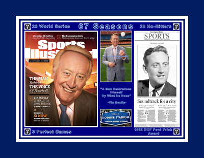 LOS ANGELES DODGERS VIN SCULLY MATTED TRIBUTE MULTI IMAGE COLLAGE