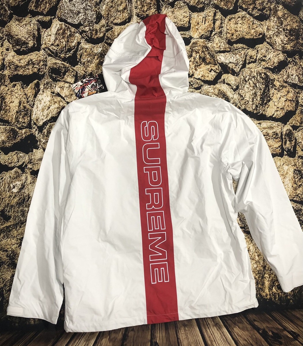 Supreme Taped Seam Jacket White Red SS18 Spring Lightweight