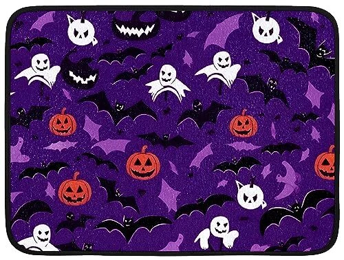 Happy Purple Halloween Dish Drying Mat for Kitchen Counter 24in x 18in  Hollwe