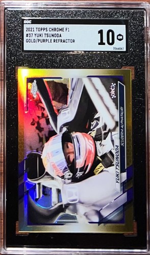 2021 Topps Chrome Formula 1 Yuki Tsunoda GOLD PURPLE REFRACTOR RC #37 SGC 10 SSP - Bild 1 von 2