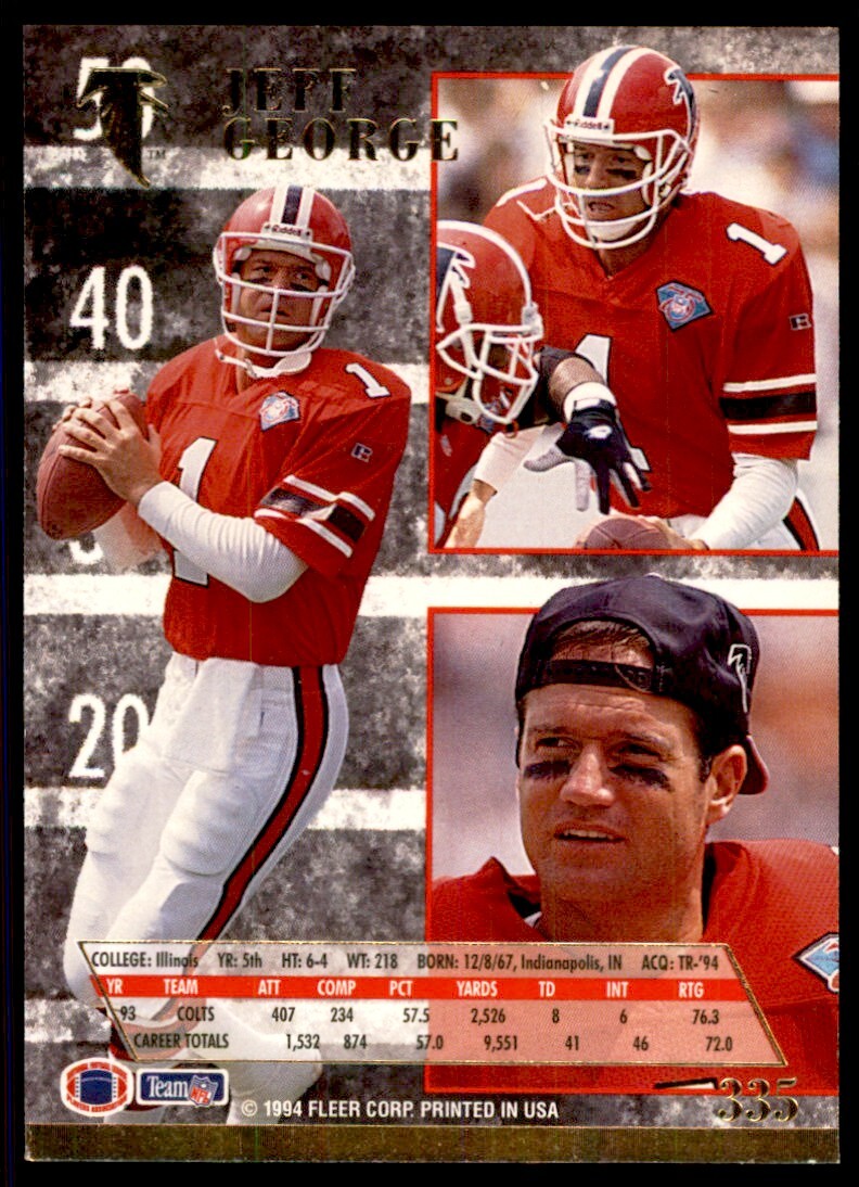 1994 Fleer Ultra Jeff George Atlanta Falcons #335 | eBay