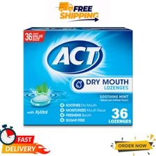 ACT Dry Mouth Lozenges with Xylitol, Soothing Mint, 36 Lozenges