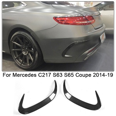 For Mercedes C217 S63 S65 Coupe 14-19 Carbon Fiber Rear Bumper Scoop Vents Fins