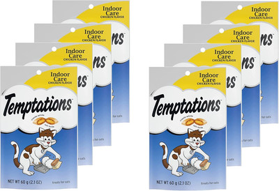(8 Pack) Temptation Indoor Care Crunchy and Soft Cat Treats, Chicken Flavor Crun