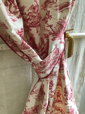 Pair French Toile De Jouy Fabric Curtains The Delights Of The Four Seasons Ebay
