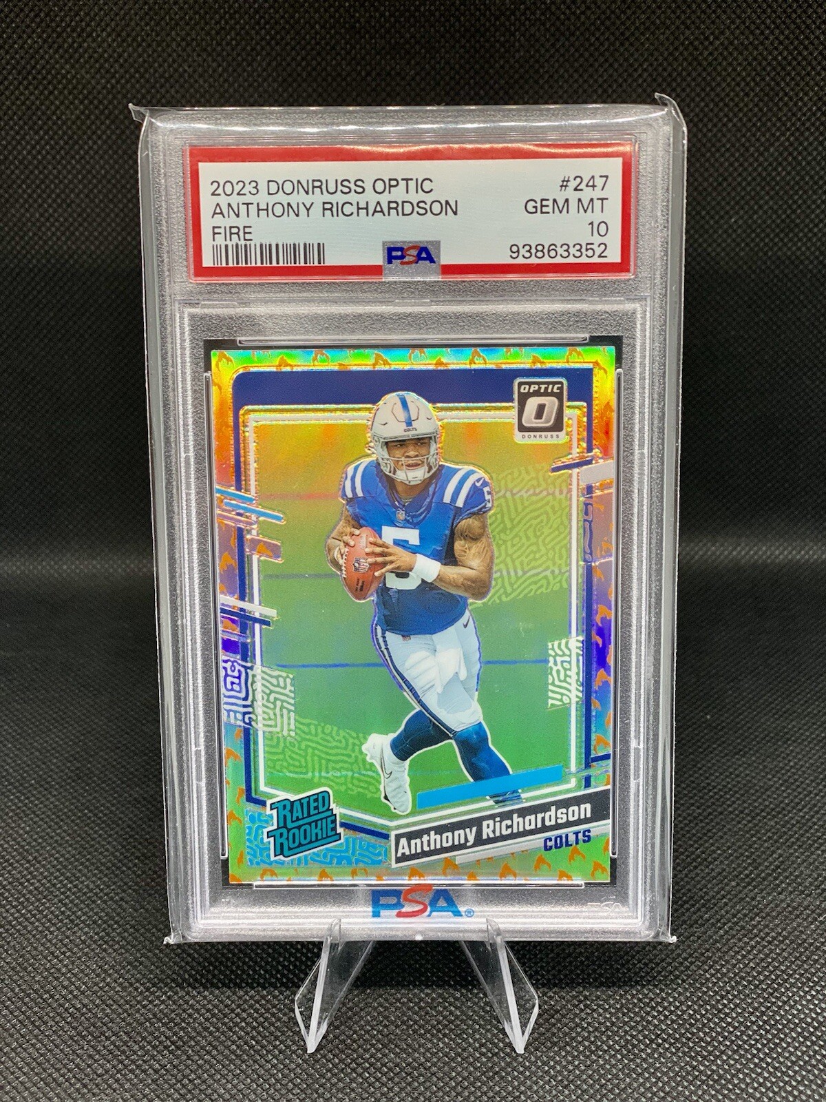 2023 Panini Optic Anthony Richardson Rated Rookie Fire Emoji #247 PSA 10 SSP