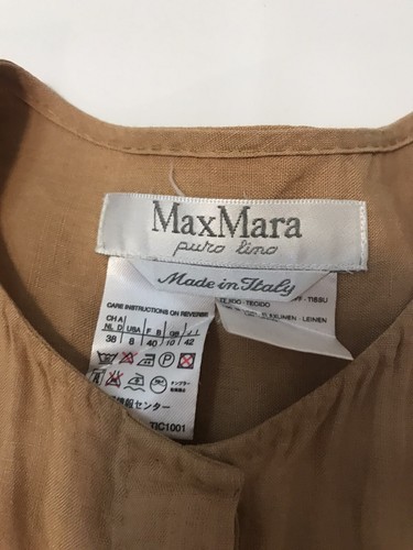 Max Mara Pure Linen Tan No Collar Blouse Size US 8 - 第 3/3 張圖片