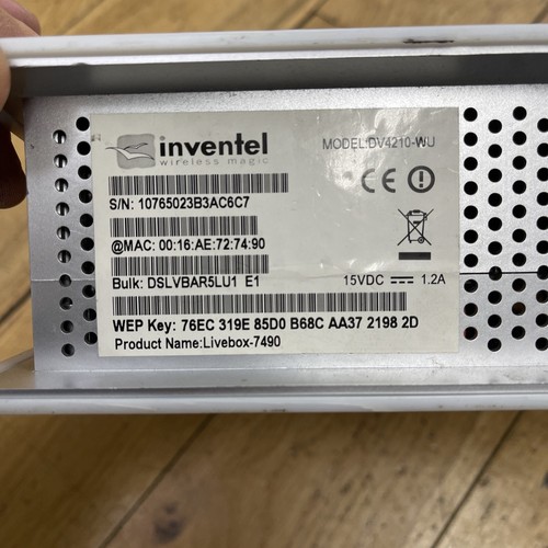 Arancione Livebox DV4210-WU router wireless ADSL NO ALIMENTATORE - Foto 2 di 6