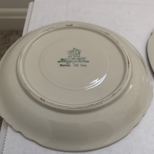 Vintage Konigl Pr Tettau Tea Cup Saucer Dessert Plate Set Blue and Gold Germany - Picture 6 of 9