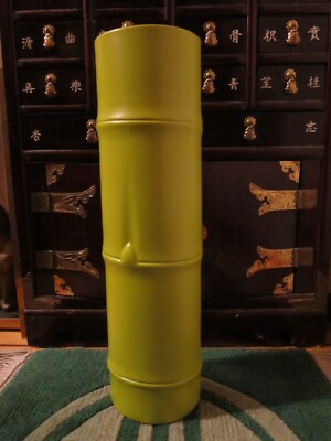 Nanu-Nana Bodenvase Vase '' Bambus '' Feng Shui Keramik,  grün handdekoriert