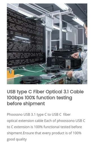 Type C Fiber Optical Extension Cable USB3.1 10gps 65ft High Speed Data Transfer - Picture 8 of 12