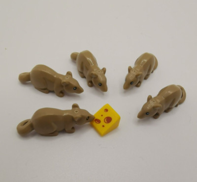 Lego  Ratte    5 Stück Ratten Tiere mit Käse City friends Creator Neu