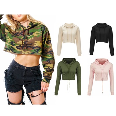 drawstring crop top sweatshirt