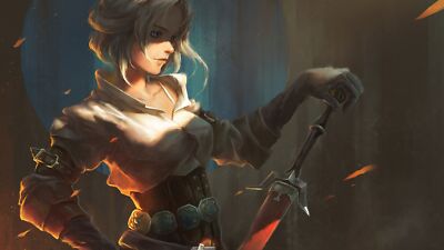 Anime women sword blonde the witcher 3 wild hunt cirilla Play Gaming Mat Desk