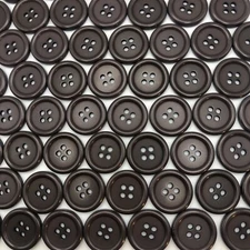 Vtg Chocolate Brown Round 2-Hole Button w/ Raised Edge 19mm Lot of 8 & 80 D816
