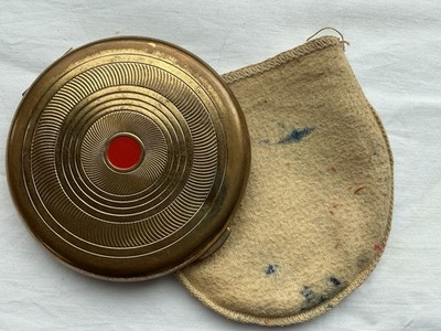 Vintage 40s COTY Paris NY Air Spun Powder Makeup Compact Poudre de Beaute Gold